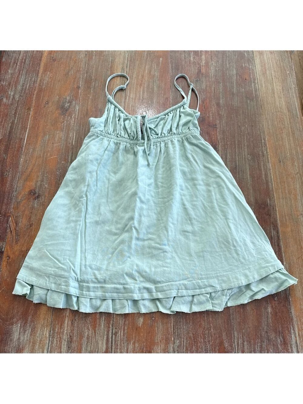 Princess Polly Sage Green Linen Blend Tie-Front Mini Dress - US 4 Festival
